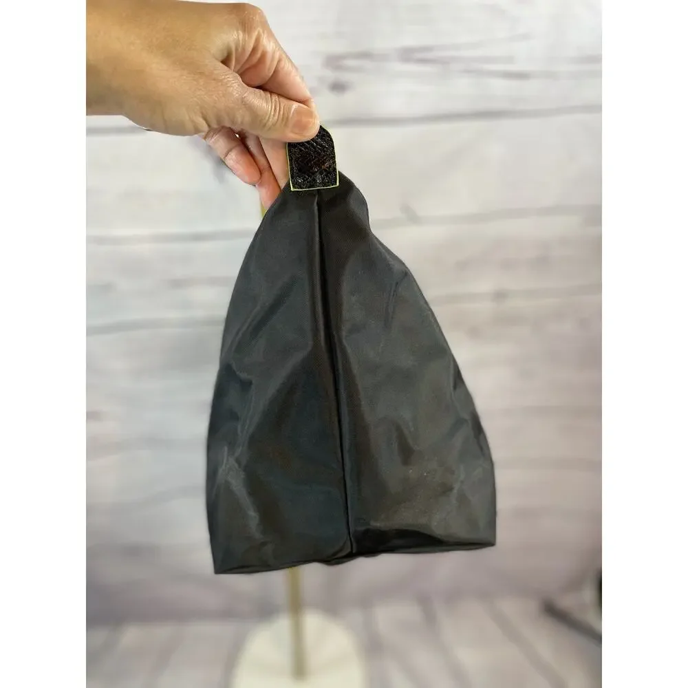 Longchamp Le Pliage Small Black Tote Bag Black Embroidered Nylon Handbag - Picture 8 of 9